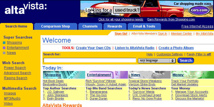 AltaVista została uruchomiona 15 grudnia 1995 roku - historia reklamy